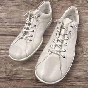 Remonte White Leather Sneakers Women's Size 11 Low Top Comfort Walking Shoes